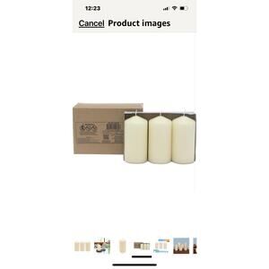 6 Pack Tall 3 x 6 Inch 65 Hour Long Burning Unscented Ivory Wax Pillar Candles